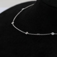 Round Lab Diamond Bezel Set Station Necklace