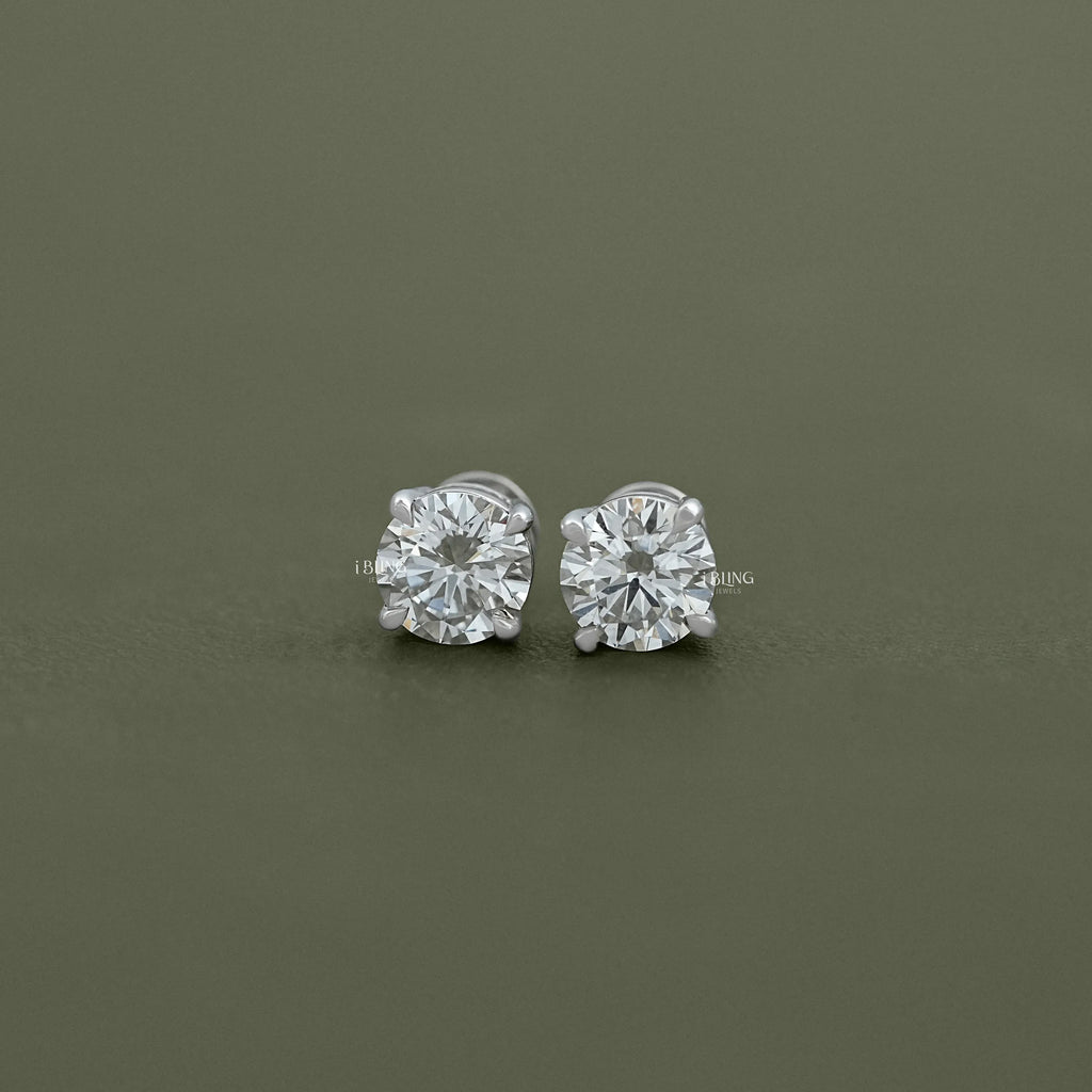 Round Lab Diamond Stud Earrings
