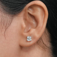 Asscher Lab Diamond Stud Earrings