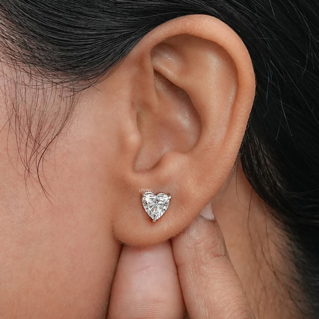 Heart Lab Grown Diamond Stud Earrings