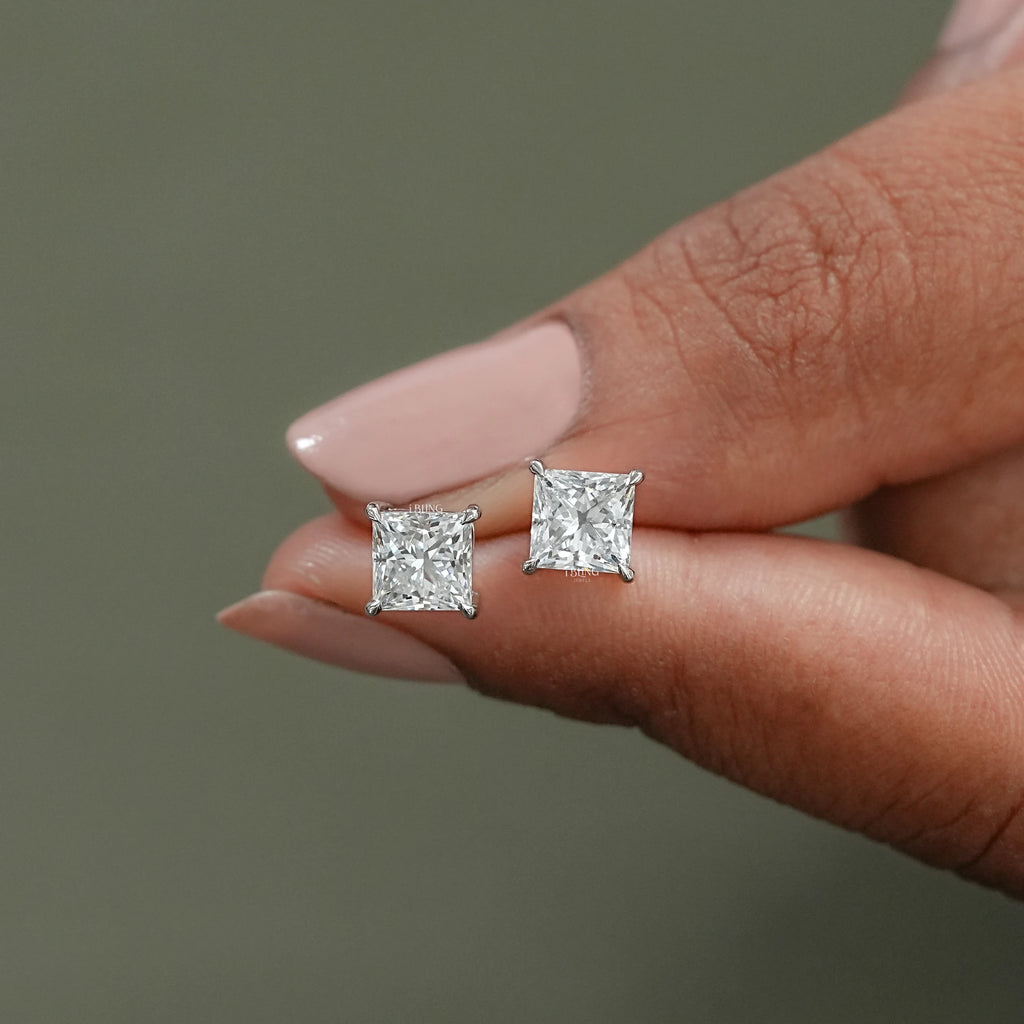 Lab Diamond Princess Stud Earrings