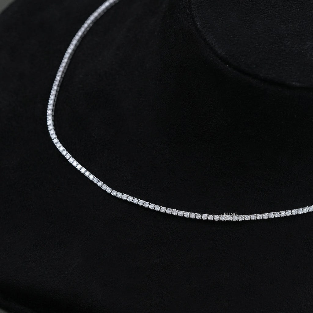 Round Lab Grown Diamond Tennis Necklace