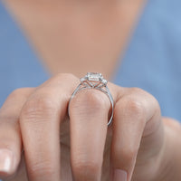 Emerald Cut Three Stone Engagement Ring