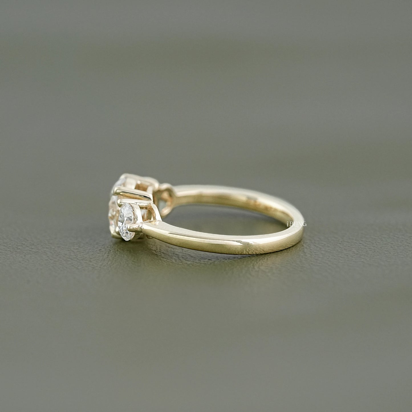 Round Lab Diamond Three Stone Engagement Ring