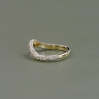 Round Diamond Pave Set Curved Wedding Band