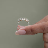 Five Stone Princess Lab Diamond Wedding Band