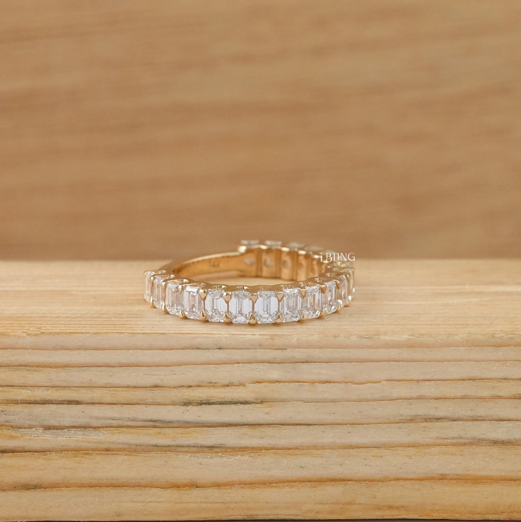 Emerald Cut Lab Diamond Wedding Band