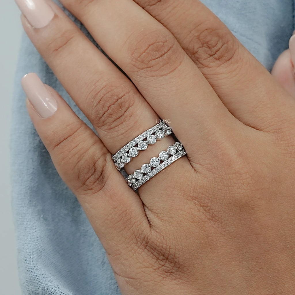 Round Diamond Guard Wrap Wedding Band