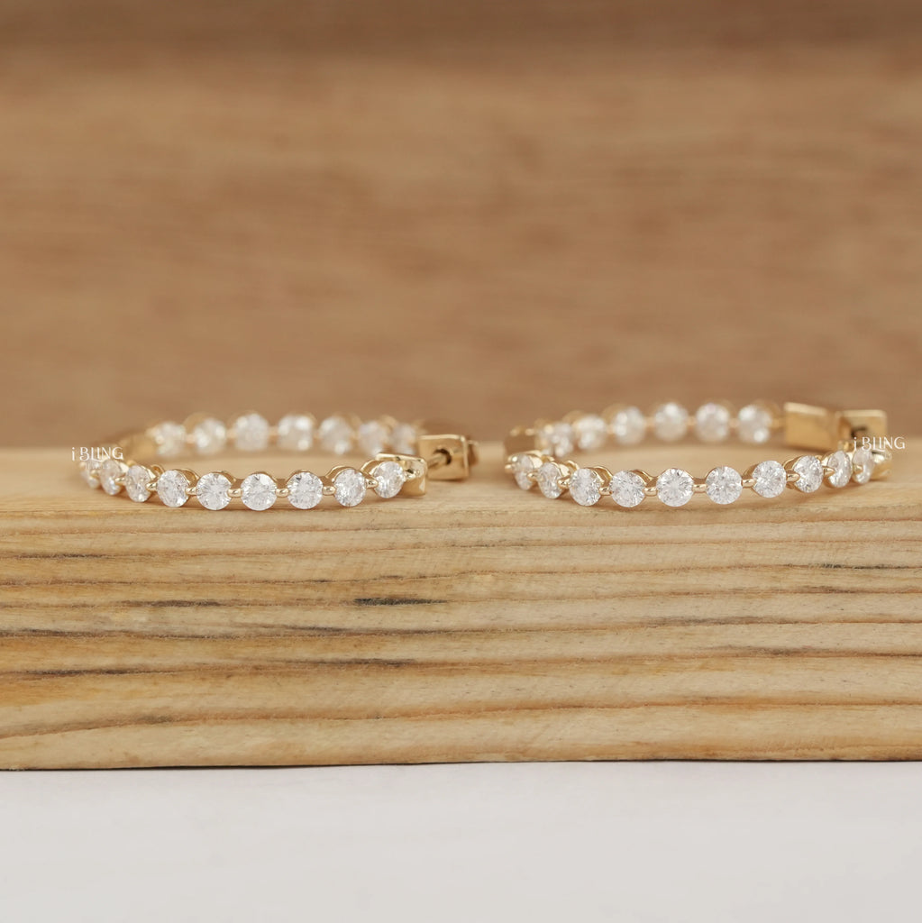 Round Cut Lab Diamond Hoop Earrings