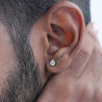 Bezel Round Diamond Stud Earring