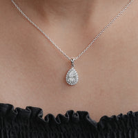 Pear Lab Diamond Halo Necklace