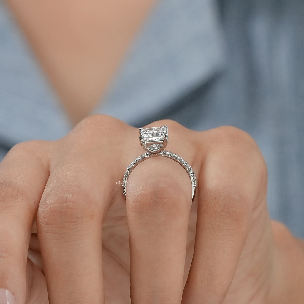 Princess Cut Solitaire With Accent Engagement Ring