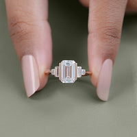 Emerald And Baguette Lab Diamond Five Stone Ring