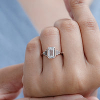 Emerald And Baguette Lab Diamond Five Stone Ring