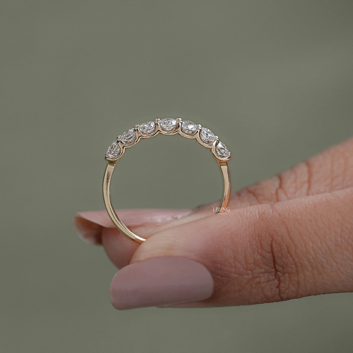 Round Cut Lab Diamond Half Eternity Wedding Band