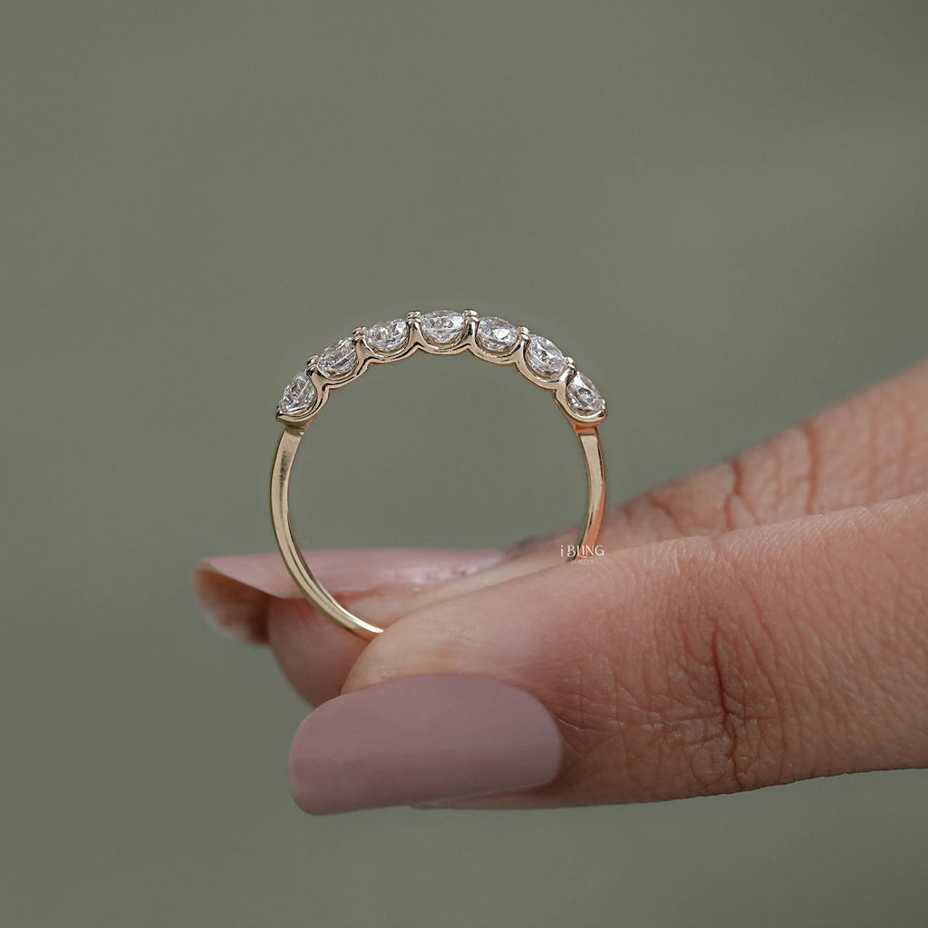 Round Cut Lab Diamond Half Eternity Wedding Band