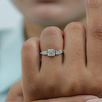 Asscher Cut Lab Diamond Three Stone Engagement Ring