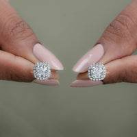 Cushion Cut Lab Diamond Halo Stud Earrings