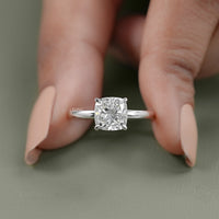 Cushion Cut Lab Diamond Solitaire Engagement Ring