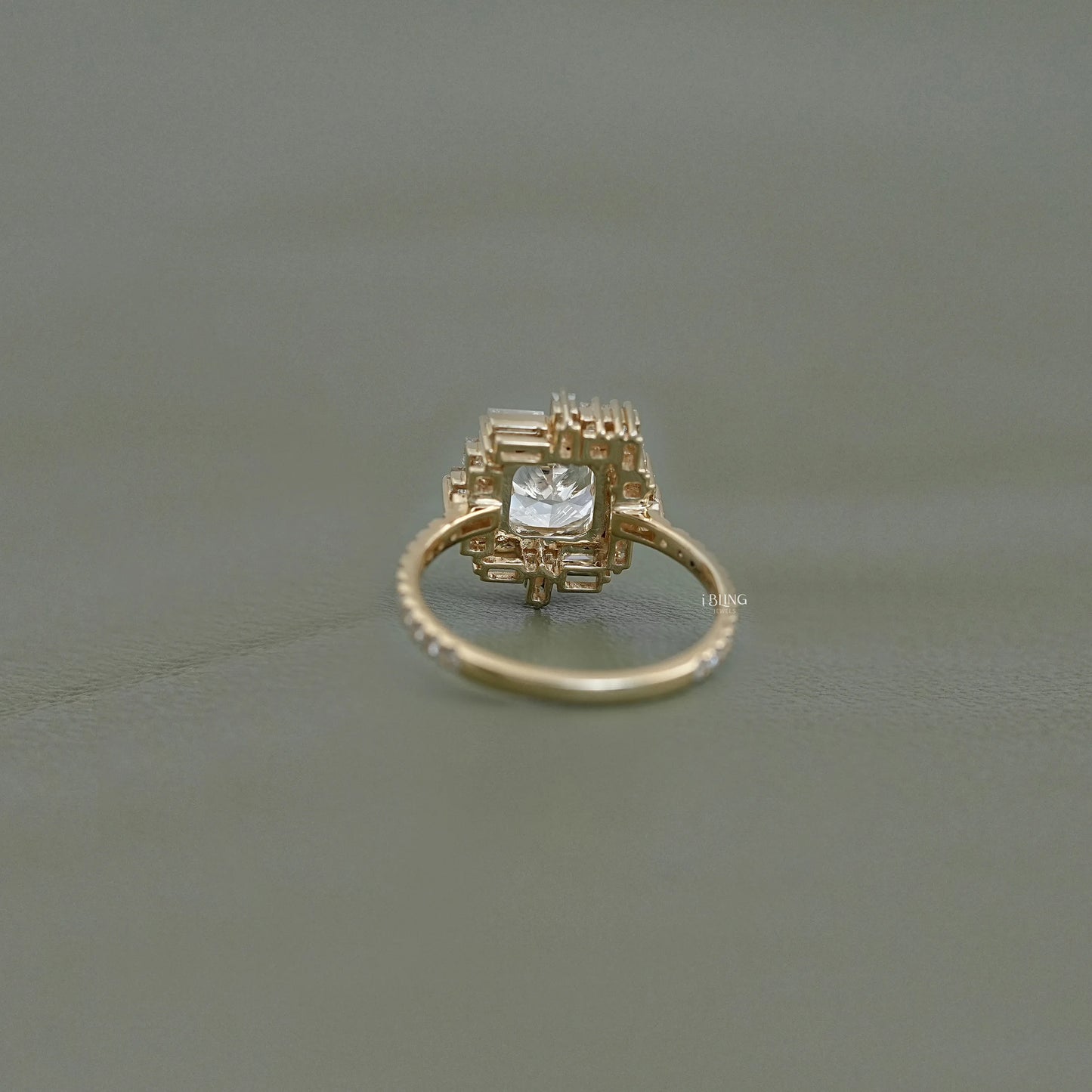 Cushion Diamond Cluster Set Halo Engagement Ring