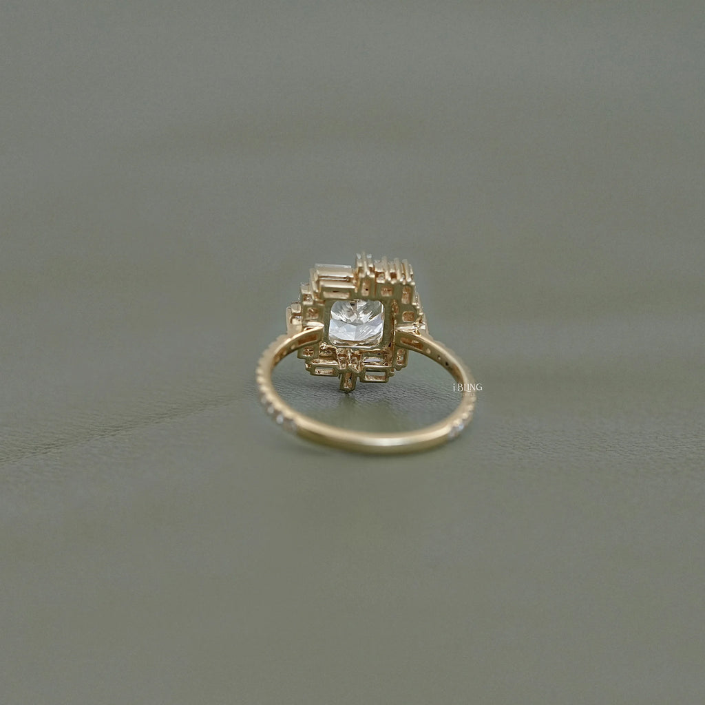 Cushion Diamond Cluster Set Halo Engagement Ring