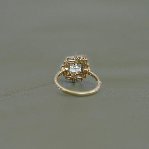 Cushion Diamond Cluster Set Halo Engagement Ring