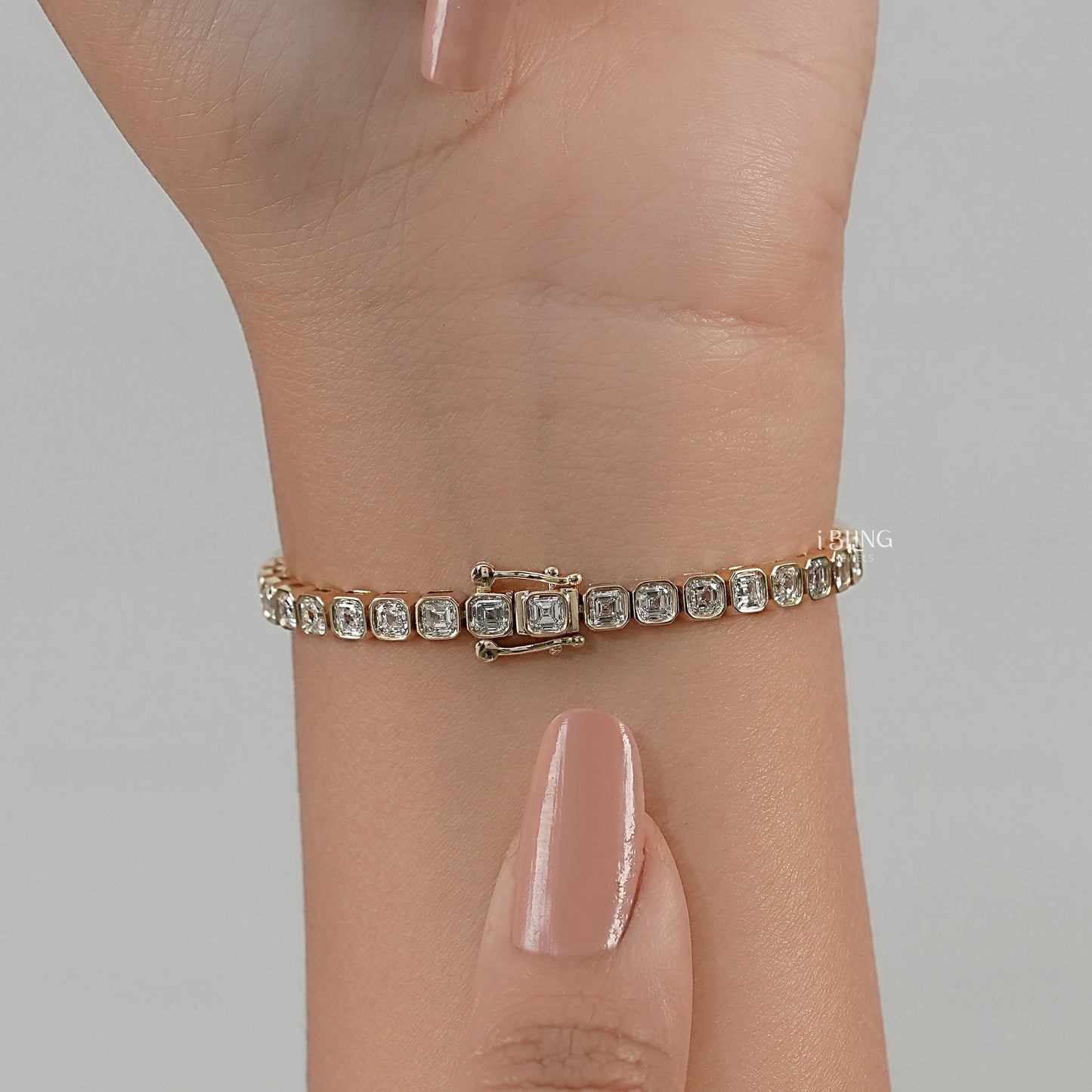 Asscher Cut Lab Diamond Bezel Set Tennis Bracelet Tennis Bracelet