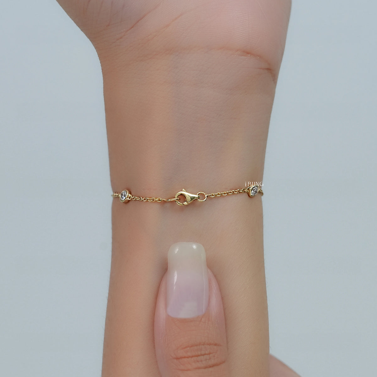 Round Cut Lab Grown Diamond Station Bracelet Chain Bracelet
