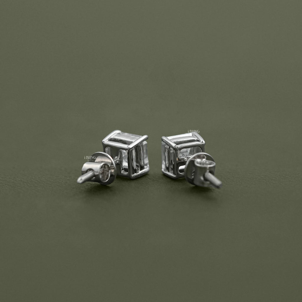 Asscher Lab Diamond Stud Earrings