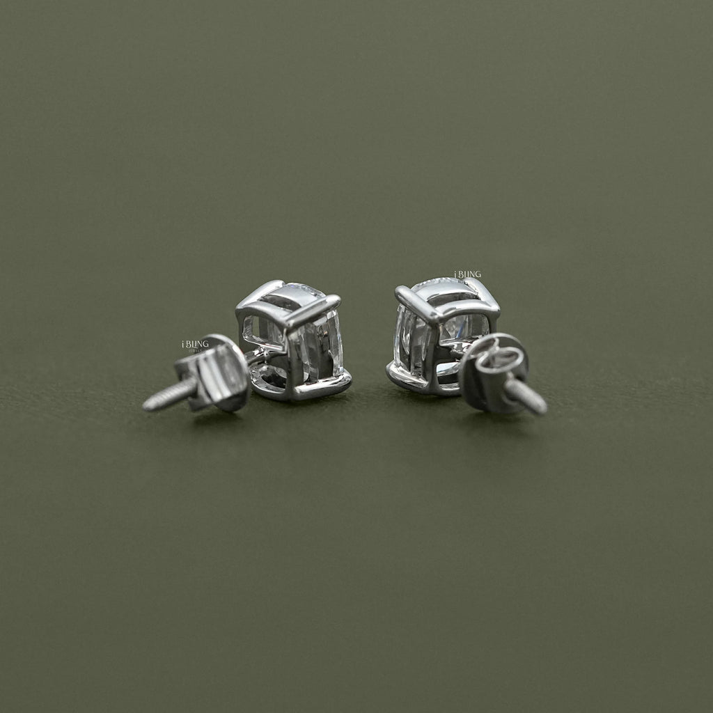 Elongated Old Mine Cushion Lab Diamond Stud Earrings