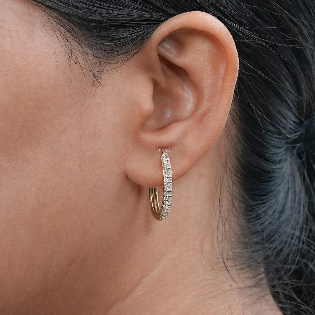 Round Lab Diamond Hoop Earrings