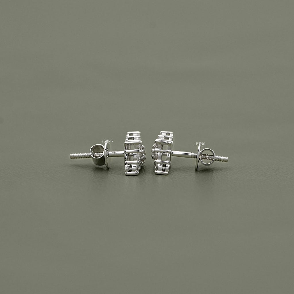 Round Diamond Cluster Stud Earrings