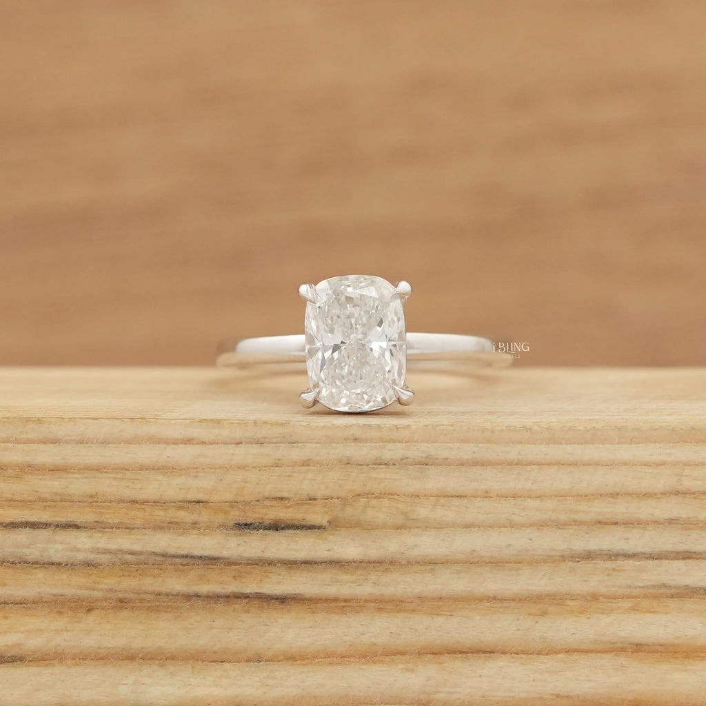Elongated Cushion Lab Diamond Solitaire Engagement Ring
