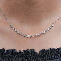 Old European Round Diamond Half Tennis Necklace
