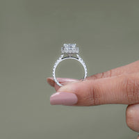 Princess Lab Diamond Halo Engagement Ring