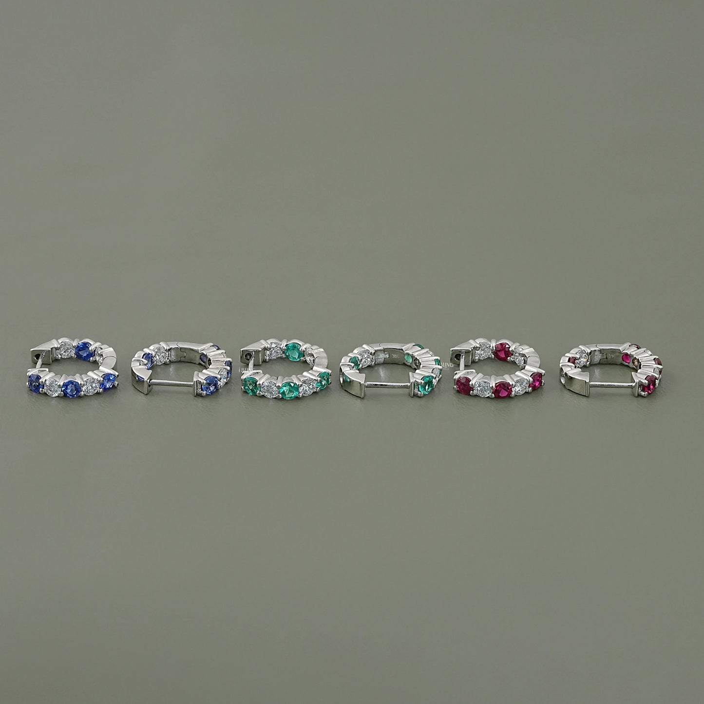 Lab Diamond And Gemstone In-Out Hoop Earrings