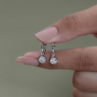 Round Lab Diamond Dangle Hoop Earrings