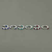 Lab Diamond And Gemstone In-Out Hoop Earrings