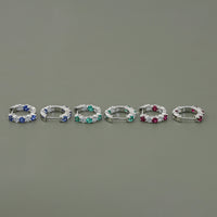 Lab Diamond And Gemstone In-Out Hoop Earrings