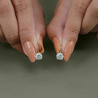 Round Cut Lab Grown Diamond Lever Back Earrings