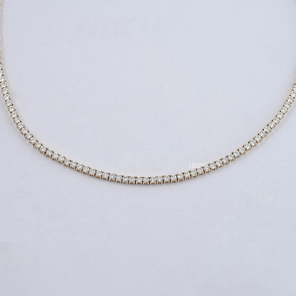 Round Lab Diamond Bridal Tennis Necklace