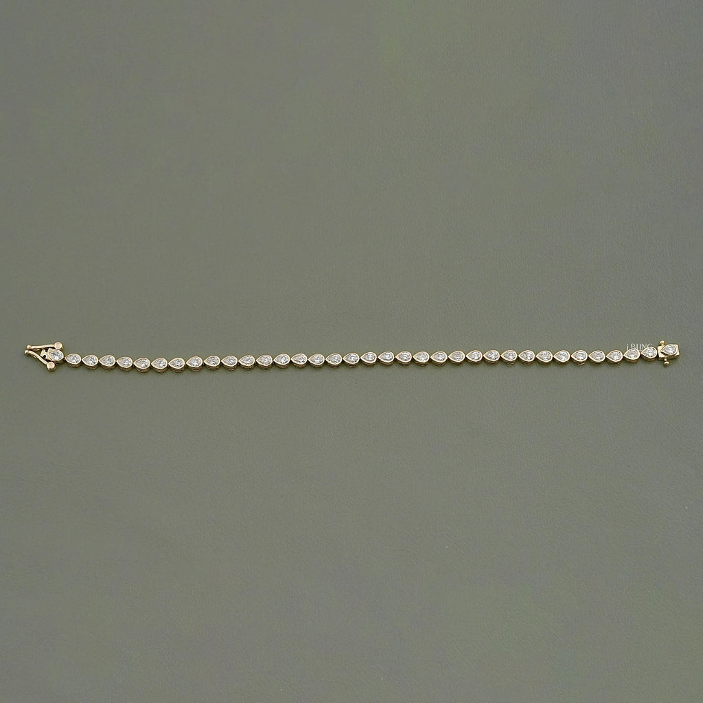Pear Cut Lab Diamond Bezel Set Tennis Bracelet