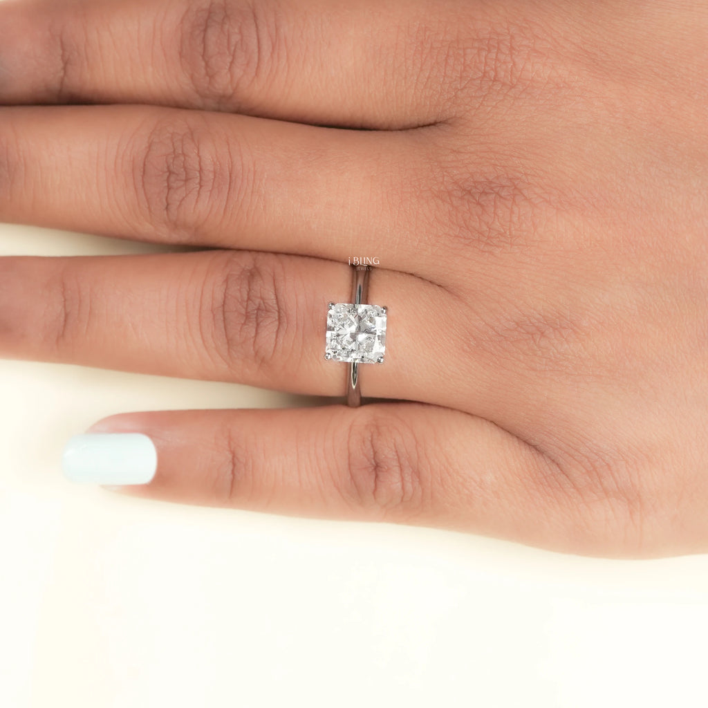 Square Radiant Lab Diamond Solitaire Engagement Ring
