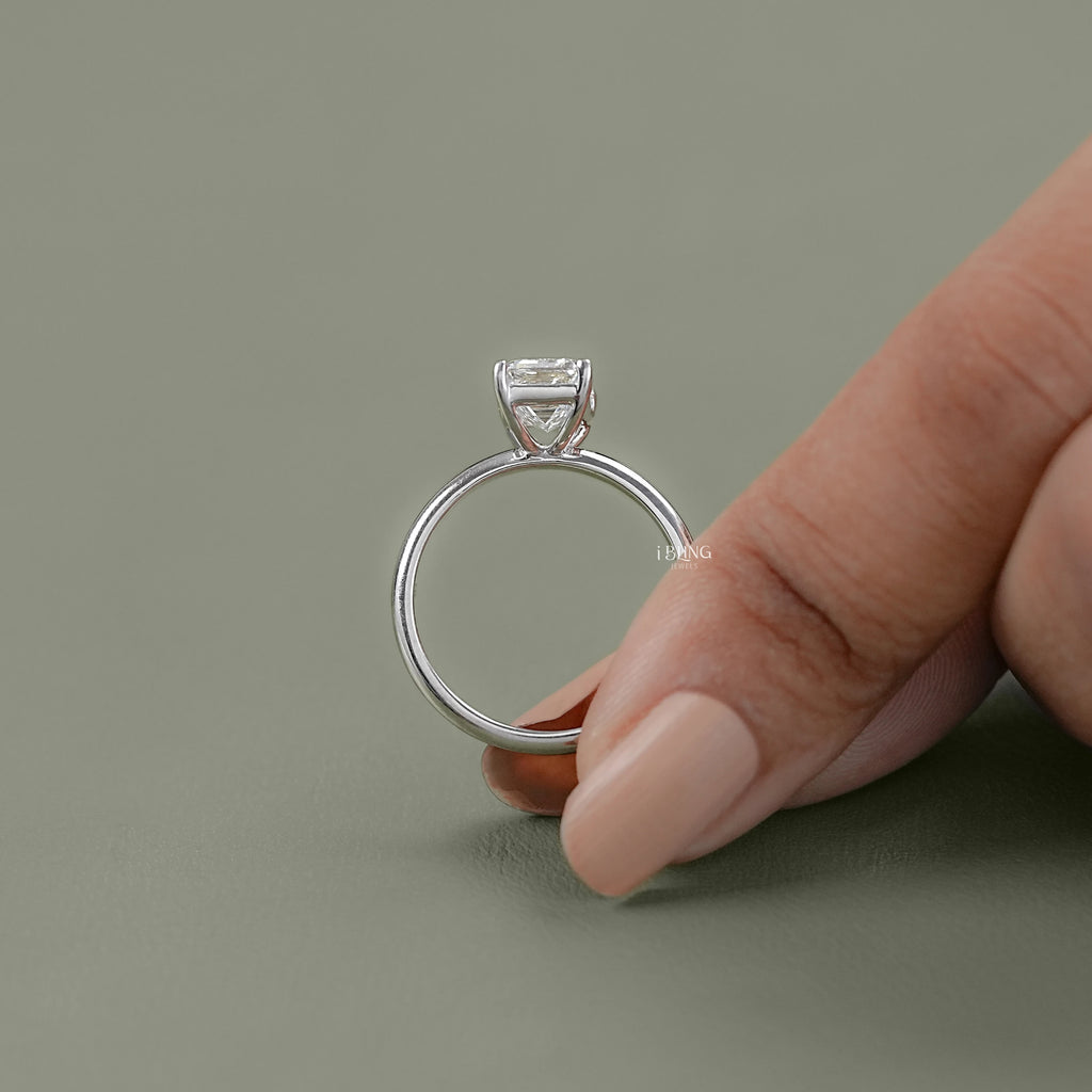 Emerald Lab Diamond Solitaire Engagement Ring