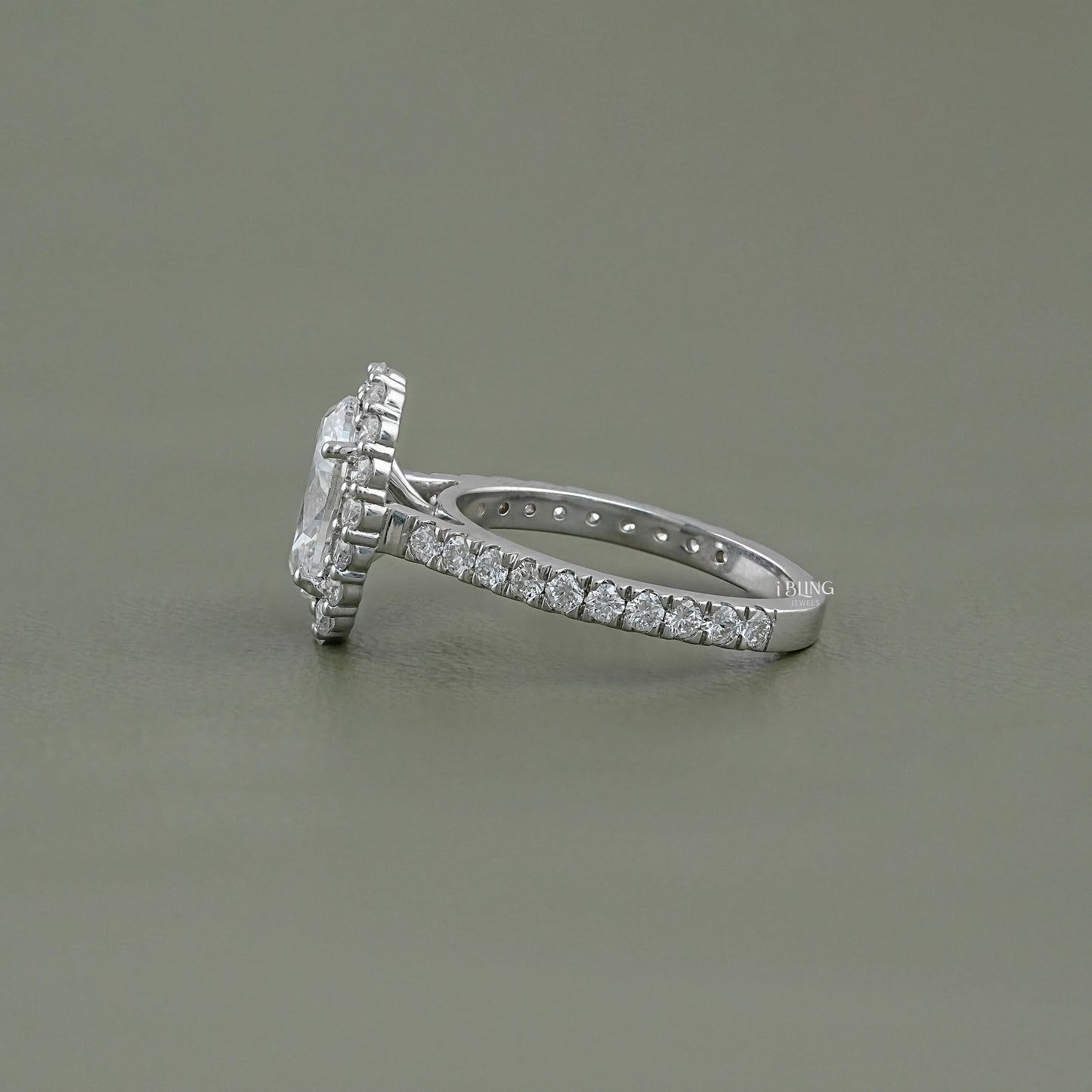Oval Lab Diamond Halo Engagement Ring