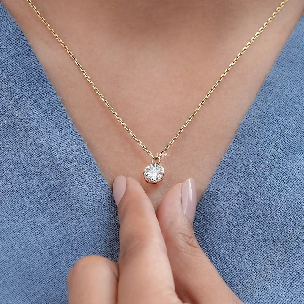 Round Lab Diamond Solitaire Necklace