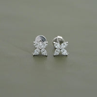 Marquise Lab Diamond Floral Stud Earrings