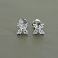 Marquise Lab Diamond Floral Stud Earrings