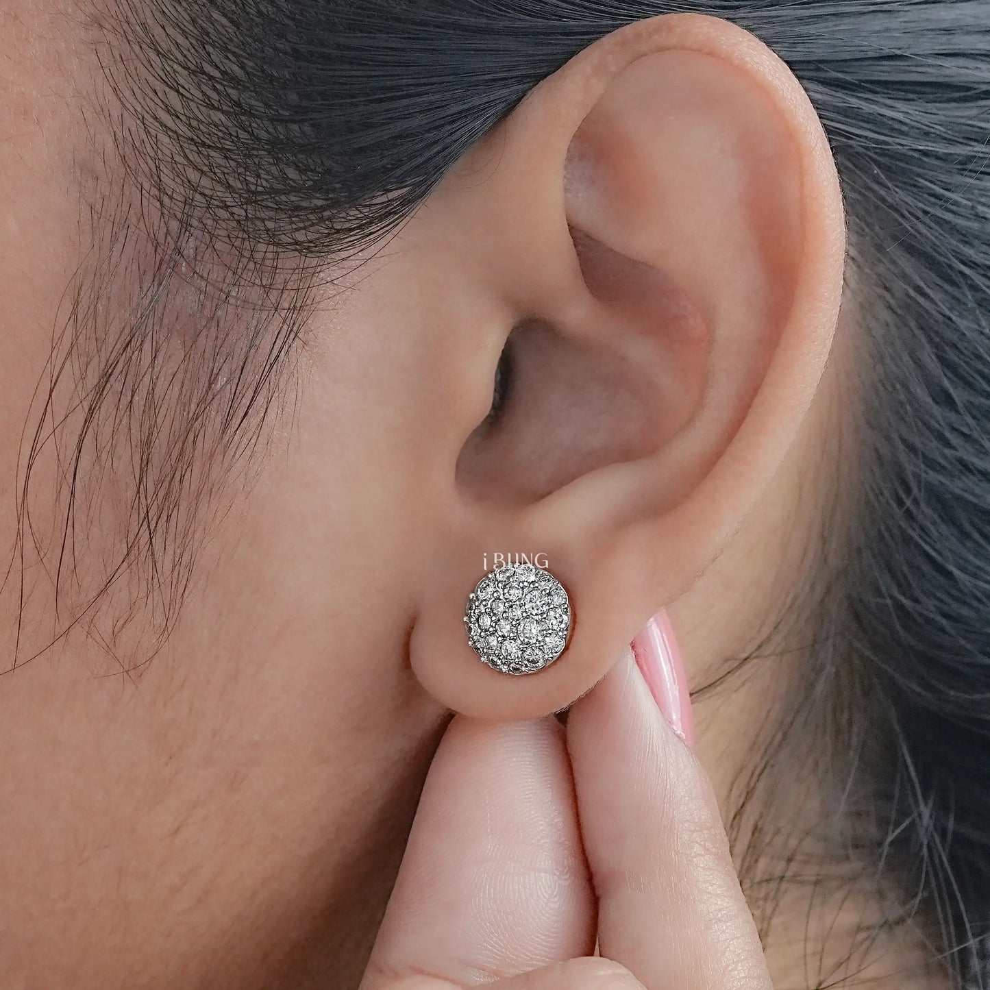 Round Lab Diamond Cluster Stud Earrings Stud