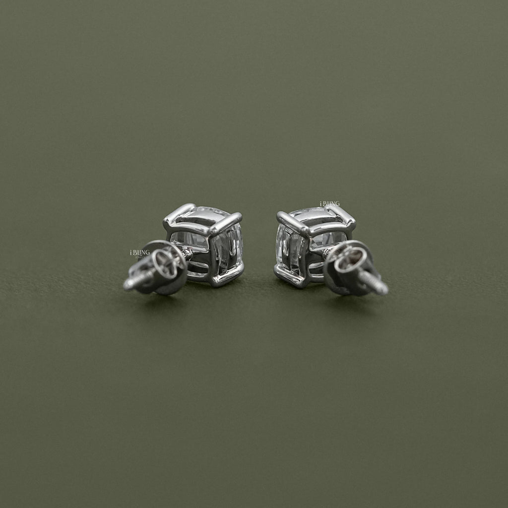 Square Old Mine Cushion Lab Diamond Stud Earrings